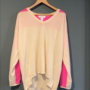 Elorie Colorblock Cream & Pink Cashmere Sweater